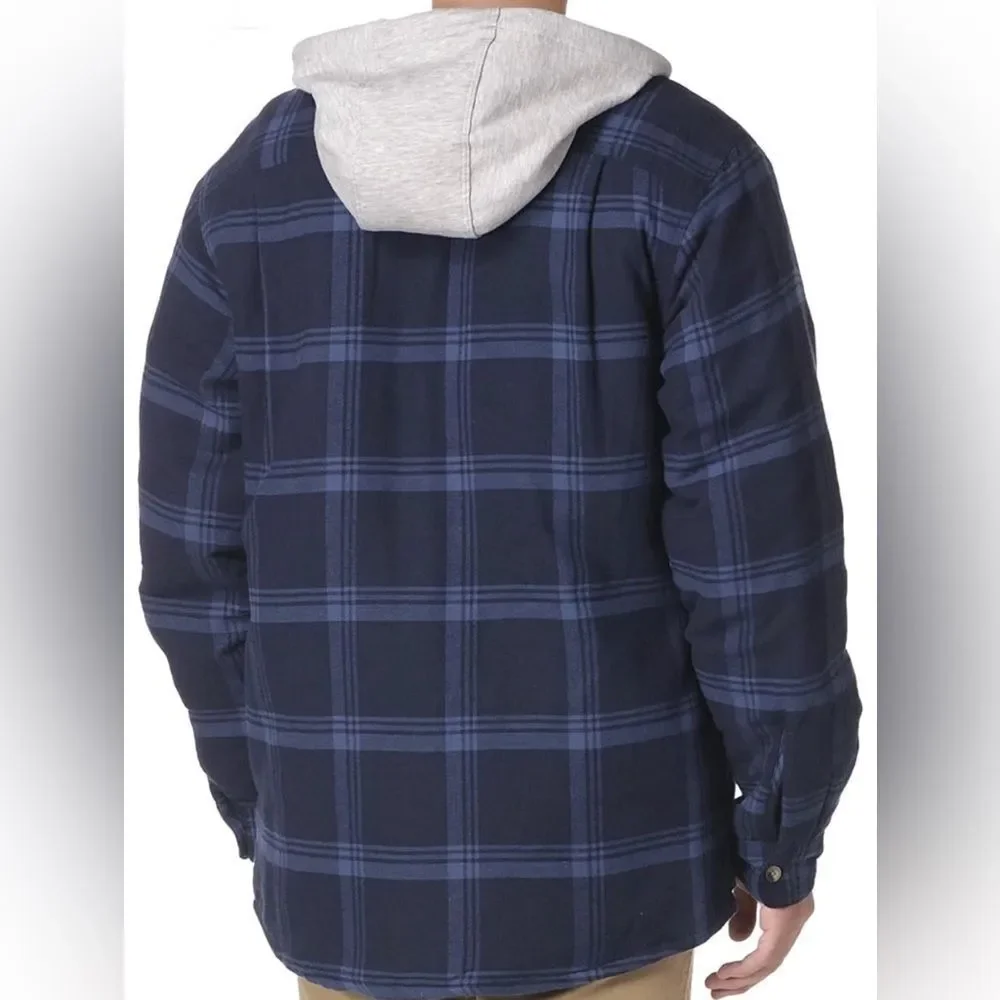 NWT Wrangler Men's Flannel Quilted Shacket Hoodie Size M